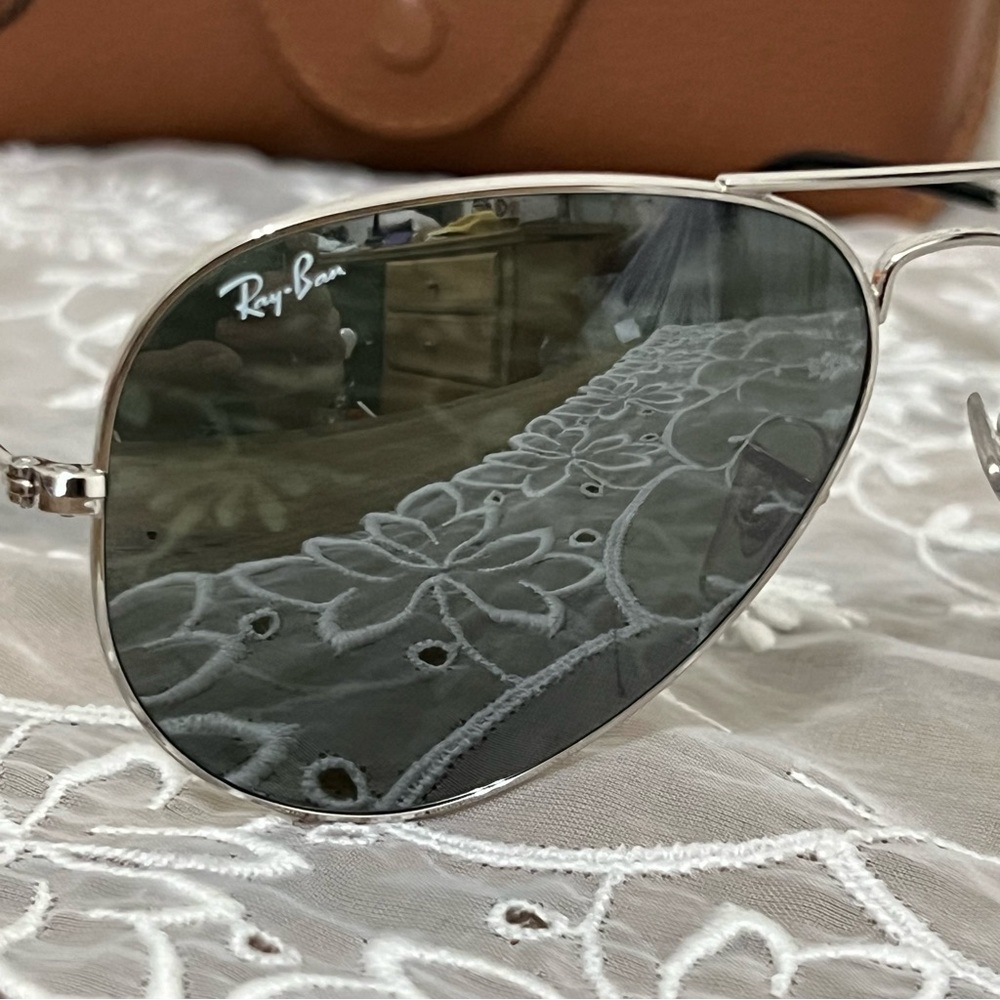 Ray-ban Authentic Aviators Silver Frames Reflective Lens RB 3025 Preppy Luxury - Picture 12 of 16